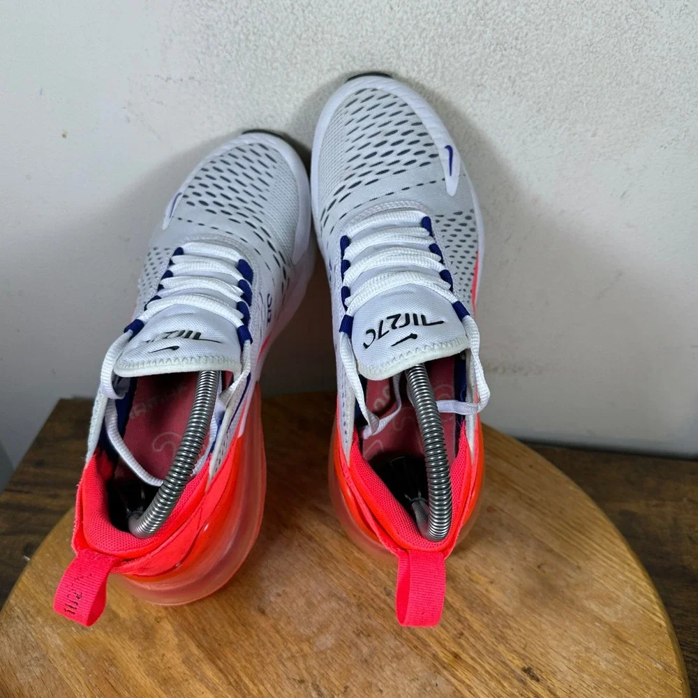 Nike Air Max 270 Womens 8 White Ultramarine Solar Red AH6789-101 Running Shoes